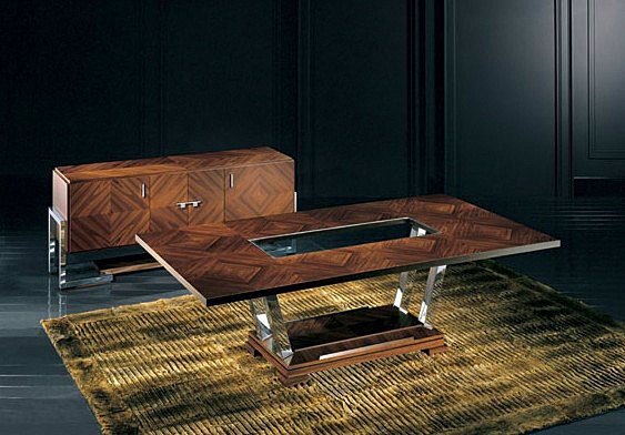 Tricuspid Cabinet on chrome metal legs-runners, AXOCR - Smania