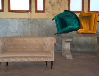 Sofa with quilted backrest 203, Domingo Salotti