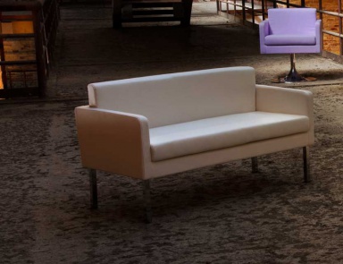 Two-seater sofa in leather upholstery Pastel, Domingo Salotti