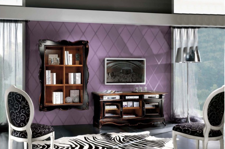 Living room (sofa set) with carved bookcase, Mirandola Export