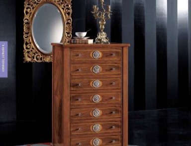 A chest of drawers with inlays of walnut, Mirandola Export
