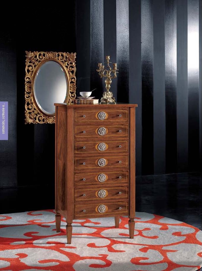 A chest of drawers with inlays of walnut, Mirandola Export