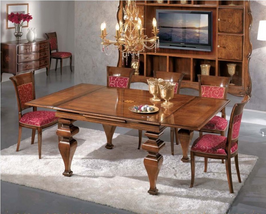 Dining room (dining set) with shaped legs, Mirandola Export