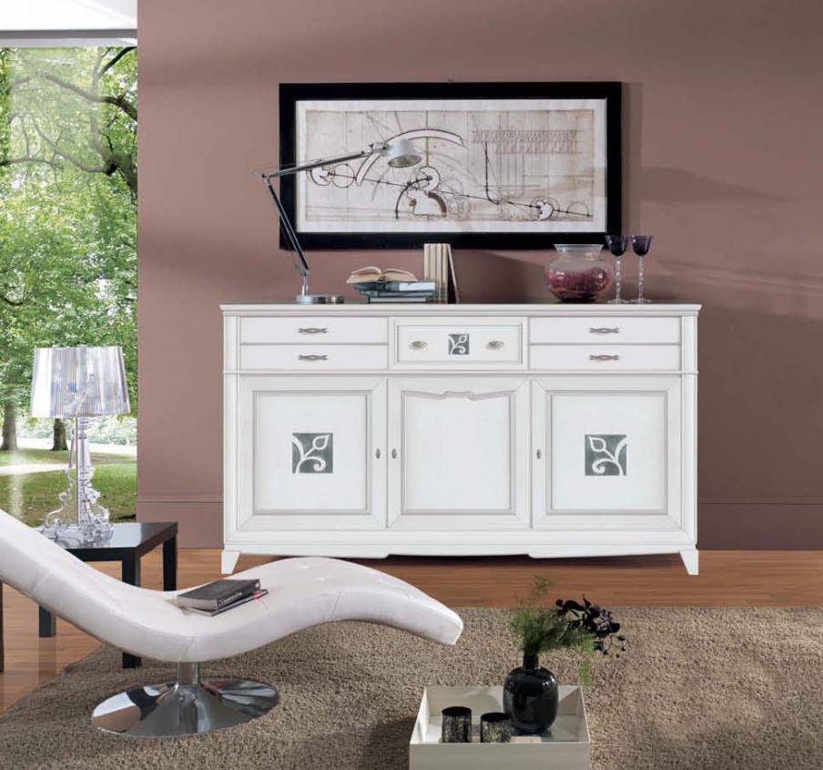 Sideboard with silver leaf, Mirandola Export