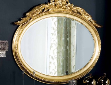 Oval mirror with carved decorative pattern, Mirandola Export