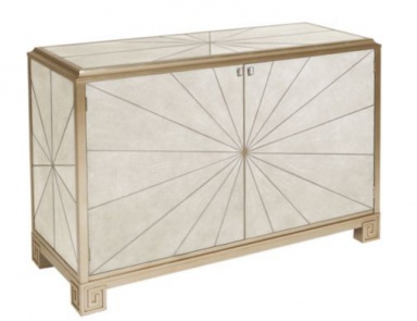 Stand in upholstery pebbled leather Ivory Shagreen, Pearson