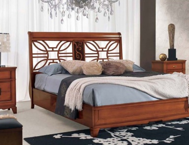 Bedroom (Suite bedroom) with bed with carved headboard, Mirandola Export