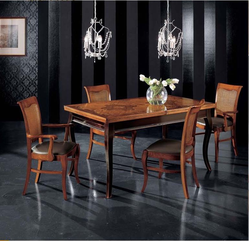 Dining room (dining set) with inlaid "Dublino" on the table top, Mirandola Export