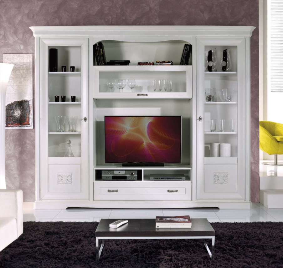 Cabinet for TV with carved patterns, Mirandola Export