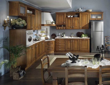 Set for the kitchen from wood and stone, Valentina, Onlywood