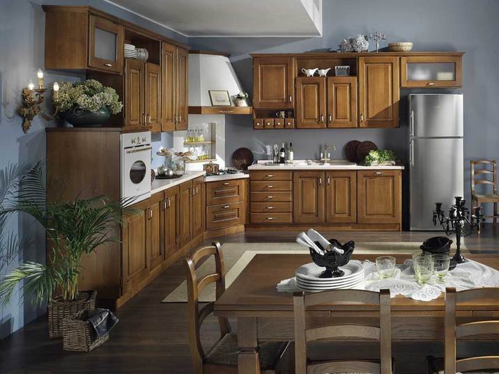 Set for the kitchen from wood and stone, Valentina, Onlywood