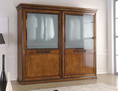 Wardrobe with carved patterns and sliding doors, Mirandola Export