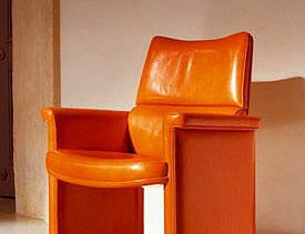 Armchair upholstered in leather Tripla A V, Mascheroni