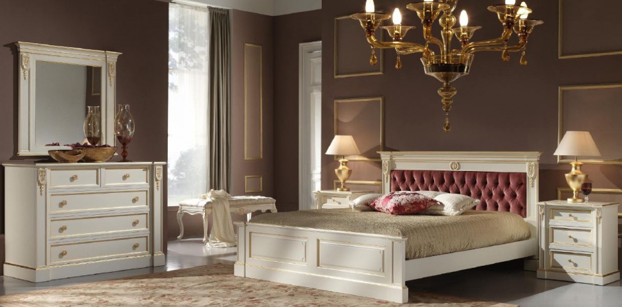 Bedroom set in lacquer finish threaded Beatrice, Onlywood