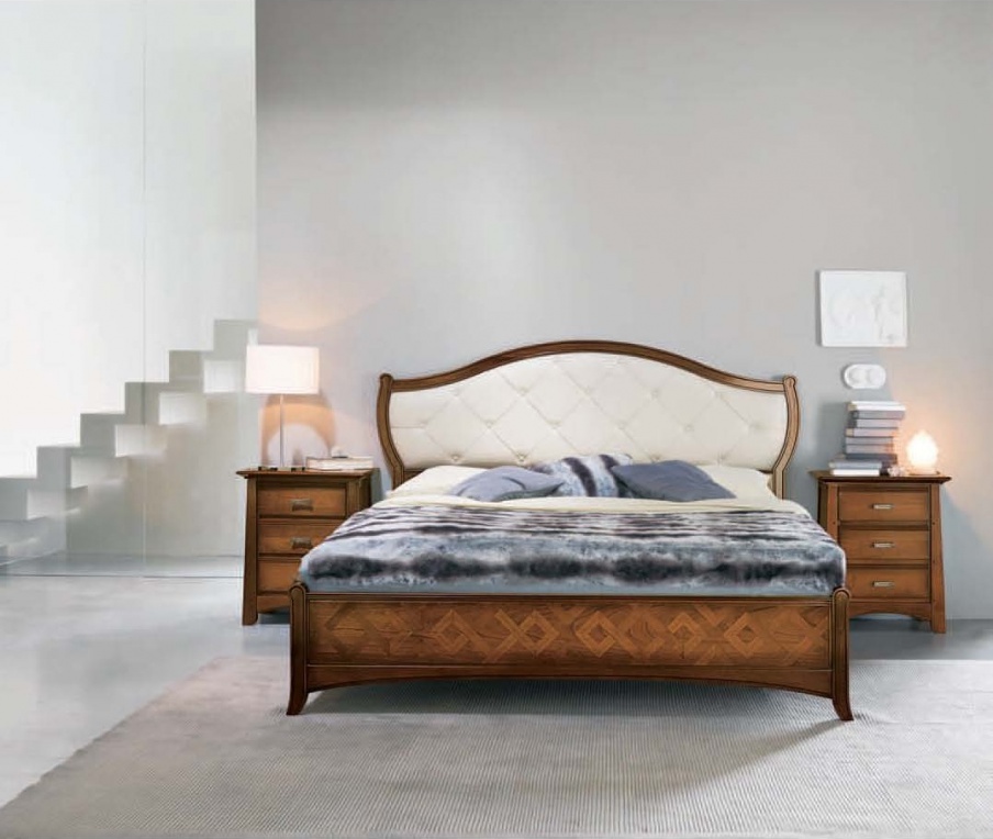 Bedroom (Suite bedroom) with inlay and upholstered headboard, Mirandola Export