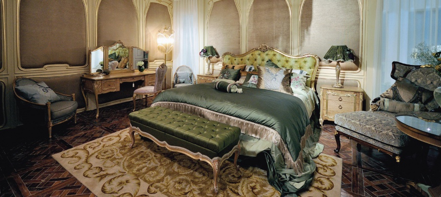 Double bed with upholstered headboard, Medea