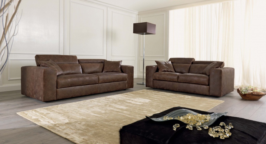 Living room set in the finishing of leather, Ascot, Tosconova
