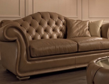 Three-seater sofa in leather upholstery with padding Brema, Tosconova