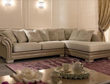 Triple corner sofa in leather and textiles Mediterraneo, Tosconova