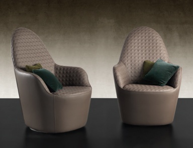 Chair in leather upholstery Swan, Reflex Angelo