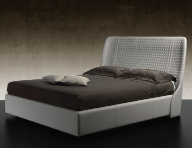 Double bed with upholstered headboard Swan, Reflex Angelo