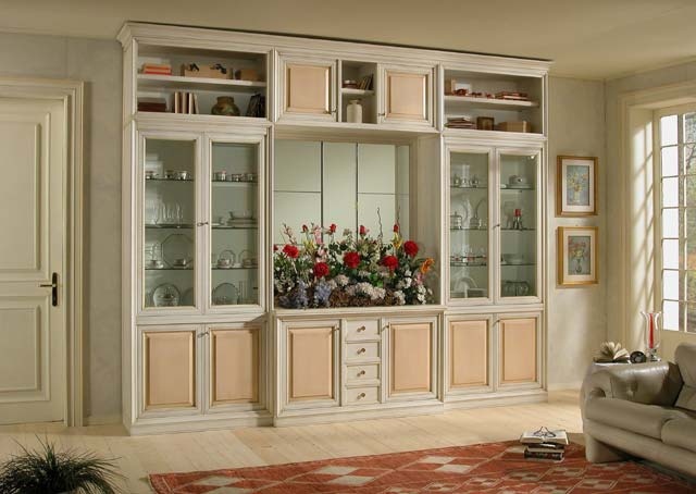 Wall with space for TV solid wood Spazio Abitato-7, Megaros