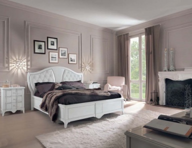 Bedroom (Suite bedroom) with bed with high upholstered headboard, Mirandola Export