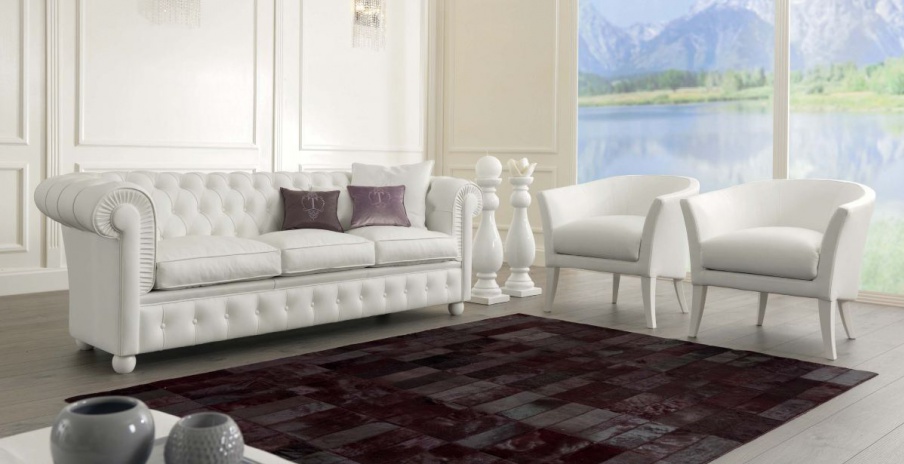 Sofa Chesterfield for three seaters in the leather upholstery Oslo, Tosconova