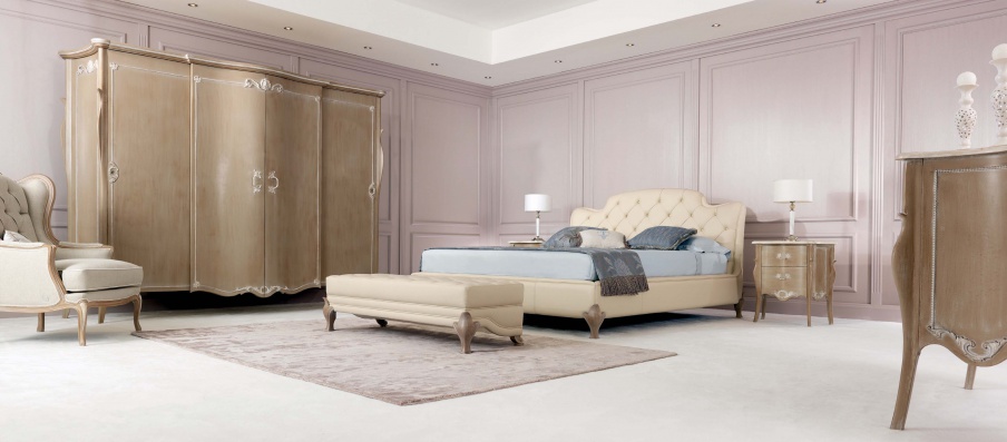 Bedroom set in leather trim and gold Firenze, Tosconova