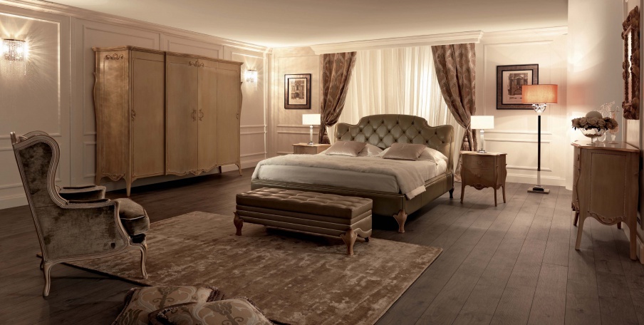 Bedroom set in oak veneer and leather Firenze, Tosconova