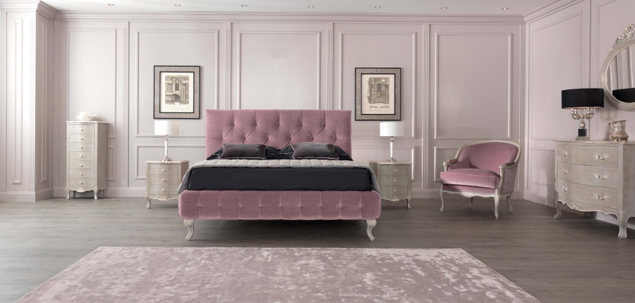 Bedroom set in the finishing of textiles and veneer Medici, Tosconova