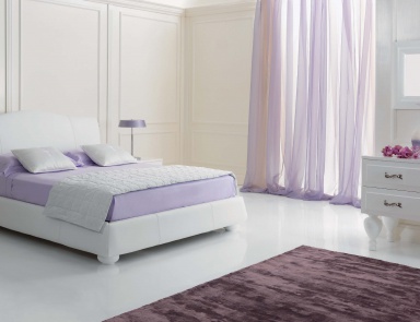 The double round bed on lacquered legs Fashion, Tosconova (bed with upholstered headboard)