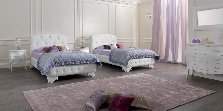 Single bed with headboard in zig-Capito Verona Baby, Tosconova