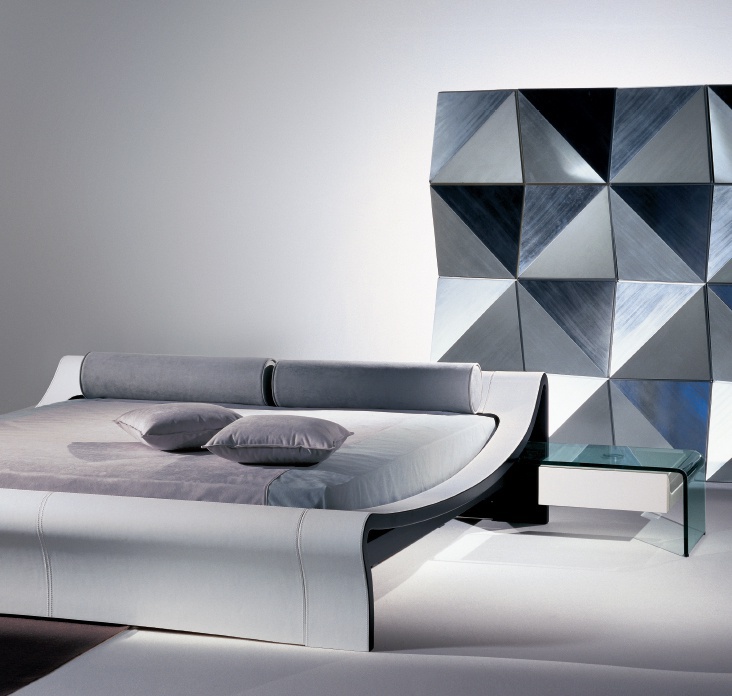 Double bed frame with wood Silhouette, Reflex Angelo