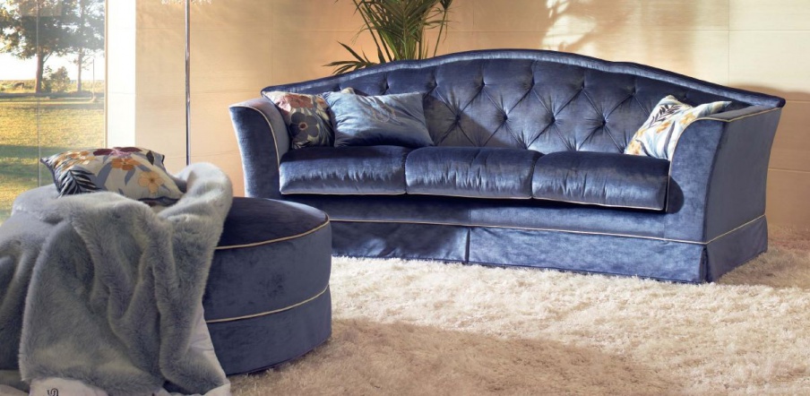 Living room set in quilted upholstery fabric Illusion, Tosconova