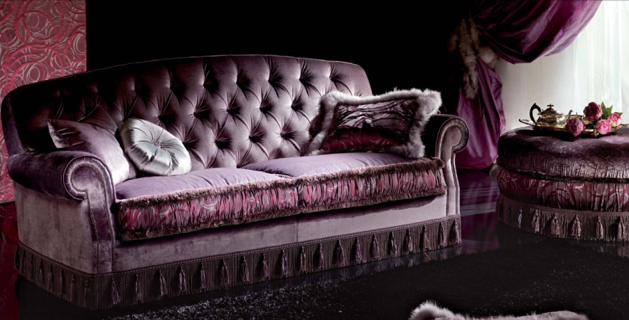 Living room set upholstered in upholstery fabric with fringe Cala Di Volpe, Tosconova