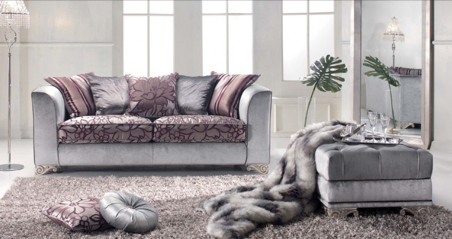 Living room set solid wood upholstery fabric Glamour, Tosconova