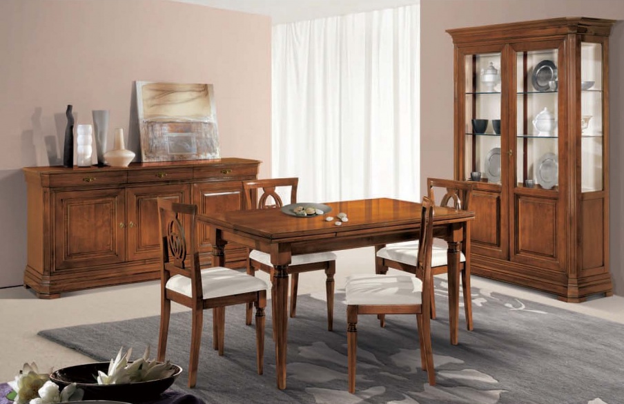 Dining room (dining set) with elegant carved legs, Mirandola Export