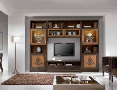 Modular system with a large compartment for TV, Mirandola Export