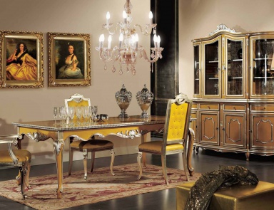 Dining room (dining set) with a silver finish, Mirandola Export