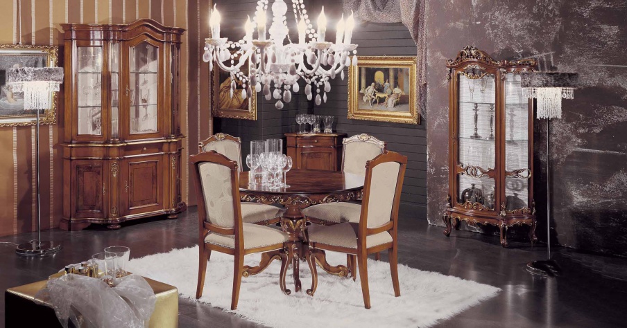 Dining room (set for the dining room) with carved pattern, Mirandola Export