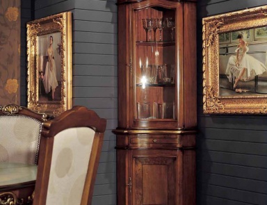 Corner showcase with drawer, Mirandola Export