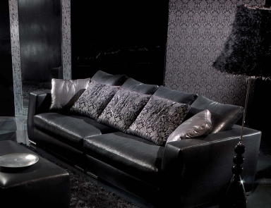 Living room set in leather upholstery William, Tosconova (poof)