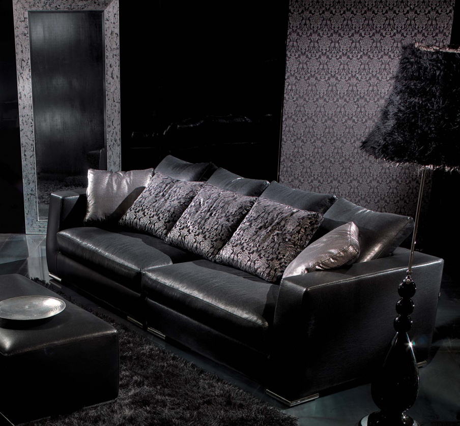 Living room set in leather upholstery William, Tosconova
