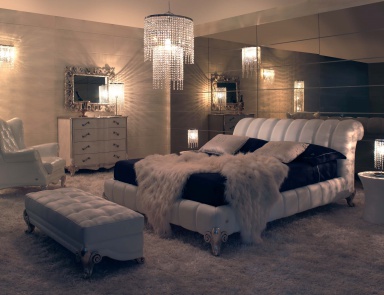 Set for the bedroom in the finishing of leather and metal Panther, Tosconova