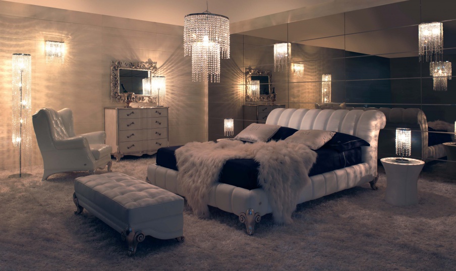 Set for the bedroom in the finishing of leather and metal Panther, Tosconova