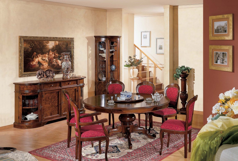 Dining room (dining set) with a round table on one leg, Mirandola Export