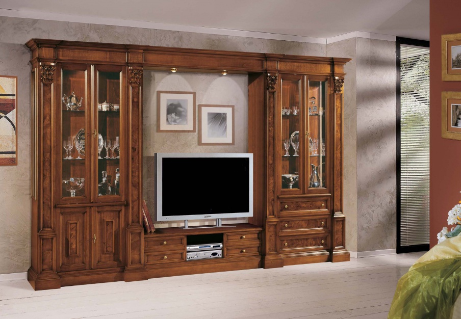 Modular system with shelves for TV, Mirandola Export