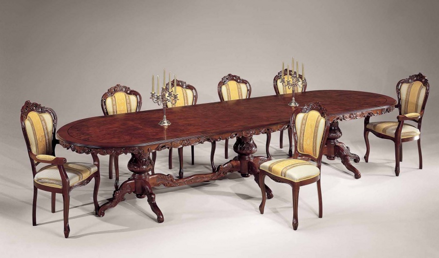 Dining room (dining set) with a long oval table in a classic style