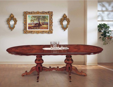 Dining table with two carved legs, Mirandola Export